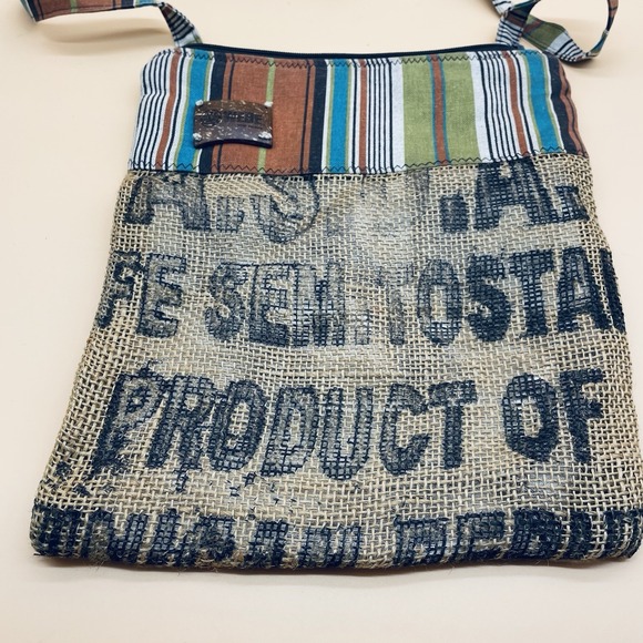 WEBE  Hoat Culture Burlap Hobo Crossbody Bag Unique USA‎ Hippie - Picture 2 of 6